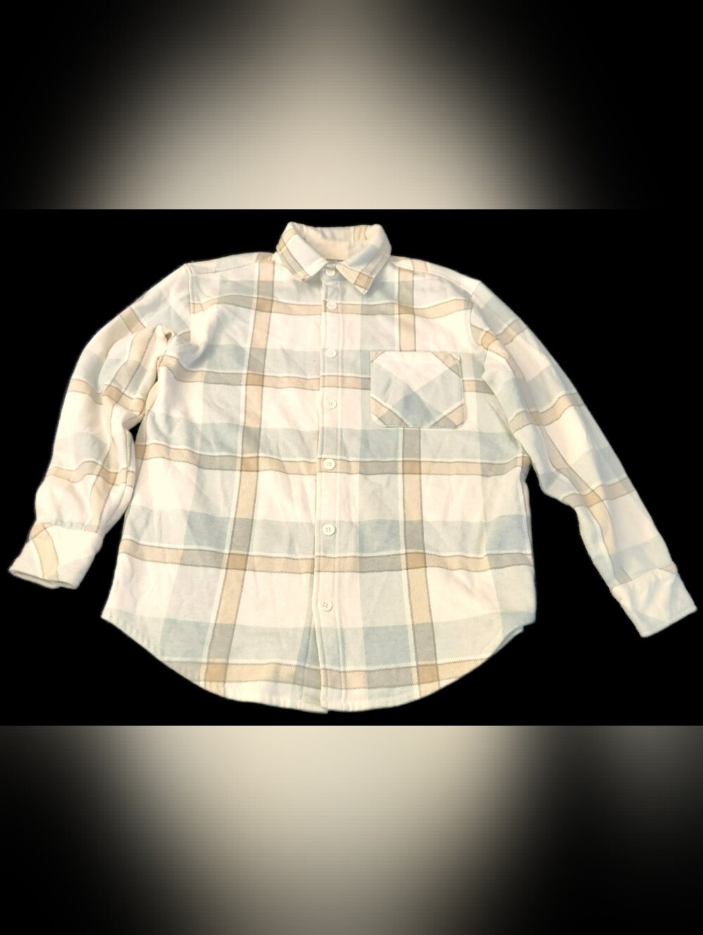 #MC30 Plaid Button-Up Shirt in Light Blue and Cream
